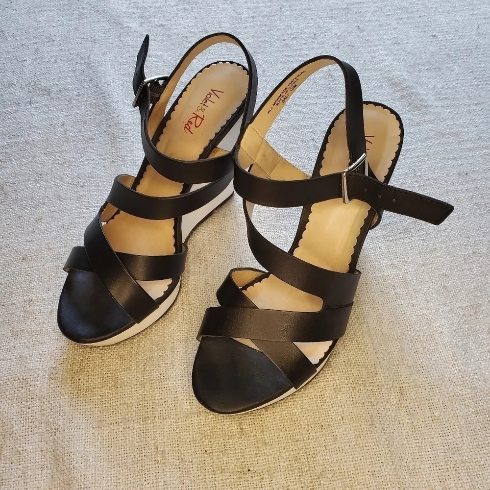 Strappy platform wedge sandals